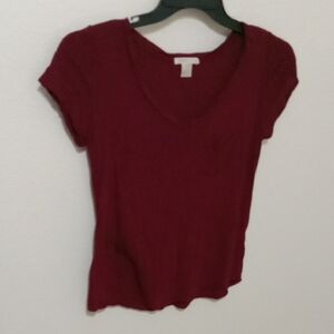 Bozzolo Red Fitted Short Sleeve Tee With Front Pocket